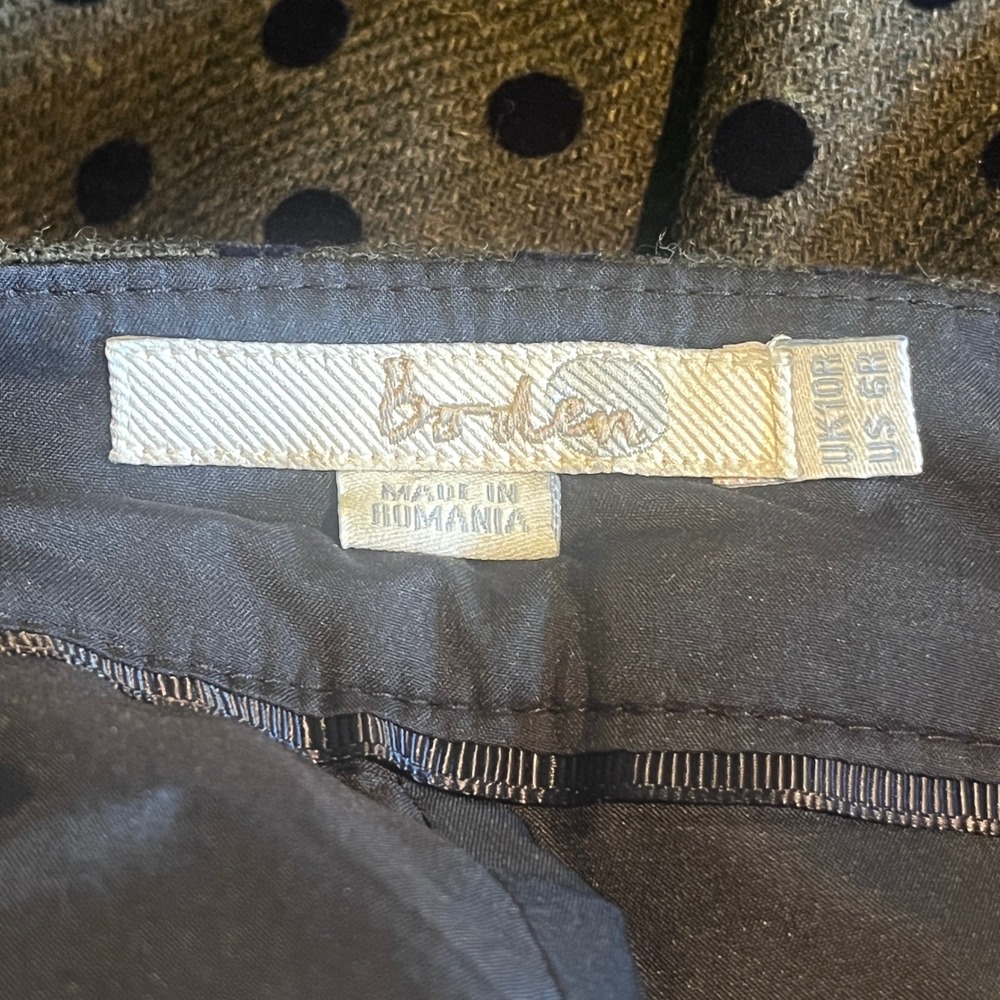 Boden Olive Green Wool Blend Polka Dot Trousers Pants US 6R Career Preppy Academ - Picture 4 of 12